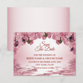 Reserva La Fecha Pink Floral Nature Butterfly Outdoor Wedding
