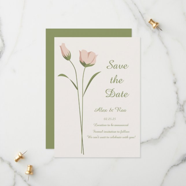Reserva La Fecha Pink Floral Save the Date Card (Anverso/Reverso In Situ)