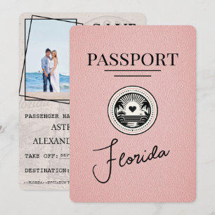 Reserva La Fecha Pink Florida Passport Save the Date