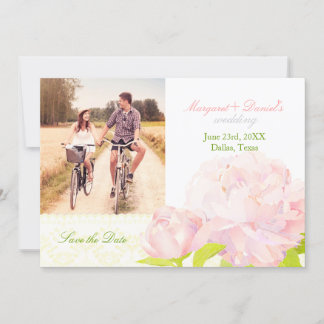 Reserva La Fecha Pink Garden Peony Boda Foto Salven la fecha
