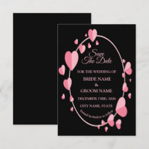 Pink Heart Pattern Black Geometric Elegant Wedding