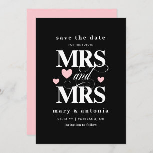 Reserva La Fecha Pink Hearts Future Mrs & Mrs Lesbian Save the Date