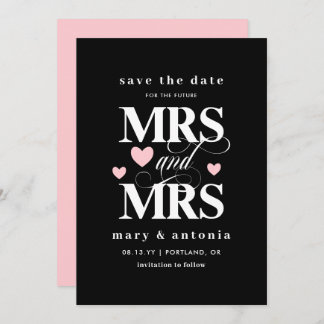 Reserva La Fecha Pink Hearts Future Mrs & Mrs Lesbian Save the Date