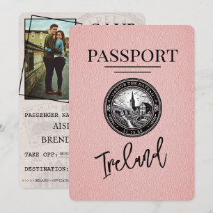 Reserva La Fecha Pink Ireland Passport Save the Date