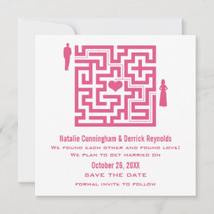 Reserva La Fecha Pink Love Maze Save the Date Invite