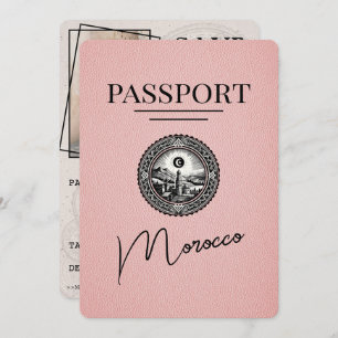Reserva La Fecha Pink Morocco Passport Save the Date
