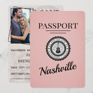 Reserva La Fecha Pink Nashville Passport Save the Date