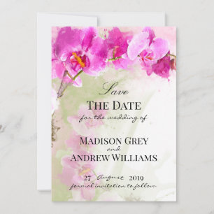 Reserva La Fecha Pink Orchid Watercolor Splash Save the Date