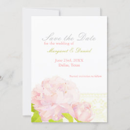 Reserva La Fecha Pink Peony Faux Lace Wedding Save The Date