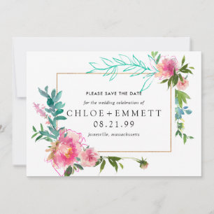 Reserva La Fecha Pink Peony Floral Save the Date Invitation
