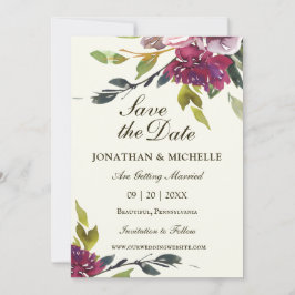 Reserva La Fecha Pink Purple Floral Watercolor Cristiano Boda
