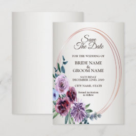 Reserva La Fecha Pink Red Floral Geometric Watercolor Wedding