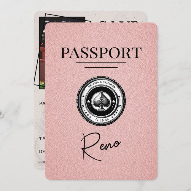 Reserva La Fecha Pink Reno Passport Guardar la fecha (Anverso / Reverso)
