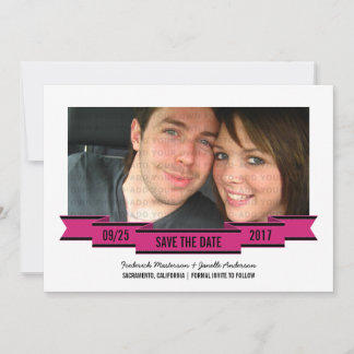 Reserva La Fecha Pink Ribbon Photo Save the Date Invite