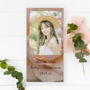 Reserva La Fecha Pink Rose Quinceañera Save the Date Photo Card