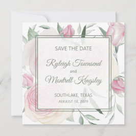 Reserva La Fecha Pink Rose Save The Date Card