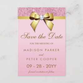Reserva La Fecha Pink Sequins Gold Bow Guardar El Boda De Fecha