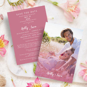 Reserva La Fecha Pink Trendy Transparency Effect Photo Couple