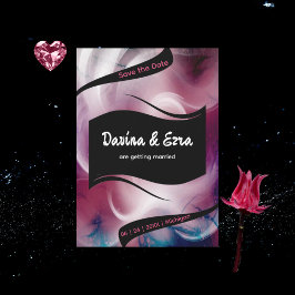 Reserva La Fecha Pintura Acuarela Rosa Vibrante 