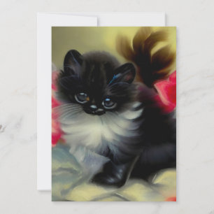 Reserva La Fecha Pintura de gatito blanco y negro vintage