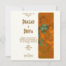 Reserva La Fecha Pintura mural de Radha Krishna hindú indio