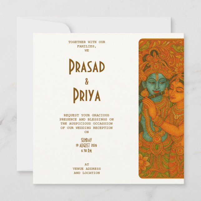 Reserva La Fecha Pintura mural Radha Krishna india (Anverso)