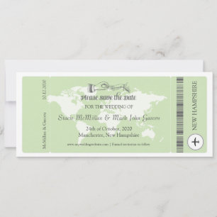 Reserva La Fecha Pistachio Green Boarding Pass Guardar la fecha