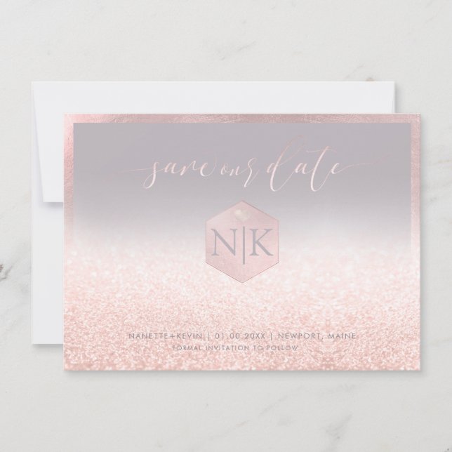 Reserva La Fecha PixDezines Blush Pink Modern Script+Glitter (Anverso)