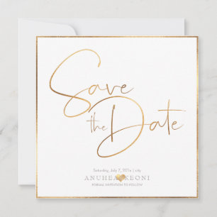 Reserva La Fecha PixDezines DELICATE LOVE FAUX GOLD BOTANICA