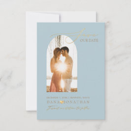 Reserva La Fecha PixDezines DIY color Arco Marco Polvo Azul Guardar