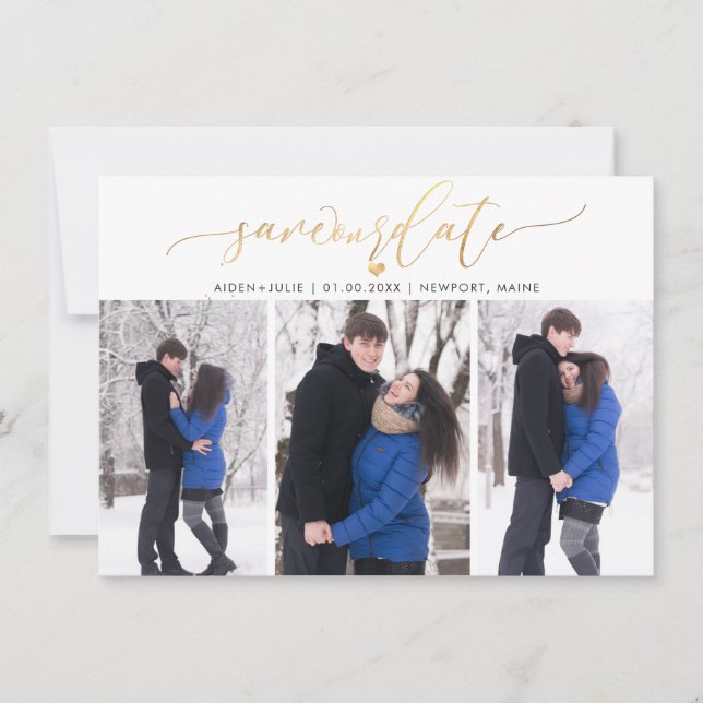 Reserva La Fecha PixDezines Faux Gold Modern Brush Script (Anverso)