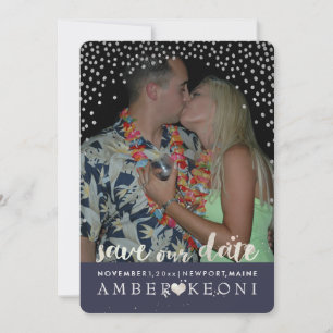 Reserva La Fecha PixDezines Faux Silver Confetti/Heart/Save Date