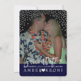 Reserva La Fecha PixDezines Faux Silver Confetti/Heart/Save Date