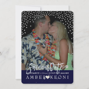 Reserva La Fecha PixDezines Faux Silver Confetti/Heart/Save Date