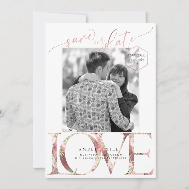 Reserva La Fecha PixDezines Guardar fecha/Amor botánico (Anverso)