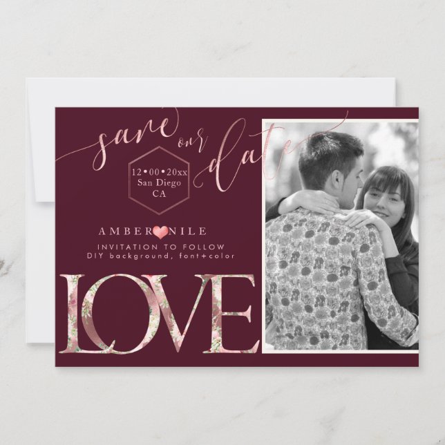 Reserva La Fecha PixDezines Guardar fecha/Amor botánico (Anverso)