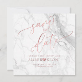 Reserva La Fecha PixDezines Guardar fecha/Faux Rosa Oro/Mármol Blan