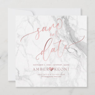 Reserva La Fecha PixDezines Guardar fecha/Faux Rosa Oro/Mármol Blan