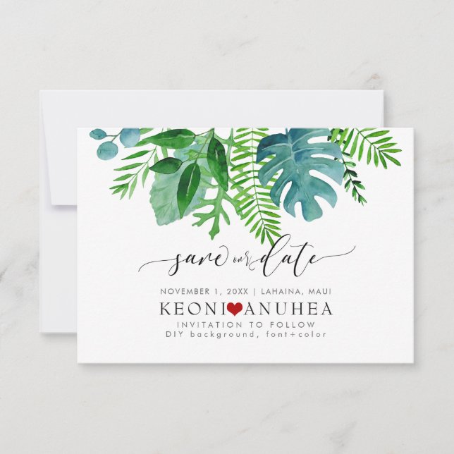 Reserva La Fecha PixDezines Guardar fecha / Follaje tropical y verd (Anverso)