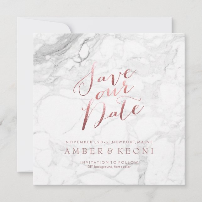 Reserva La Fecha PixDezines Guardar la Fecha Falso Oro Rosa+Mármol (Anverso)