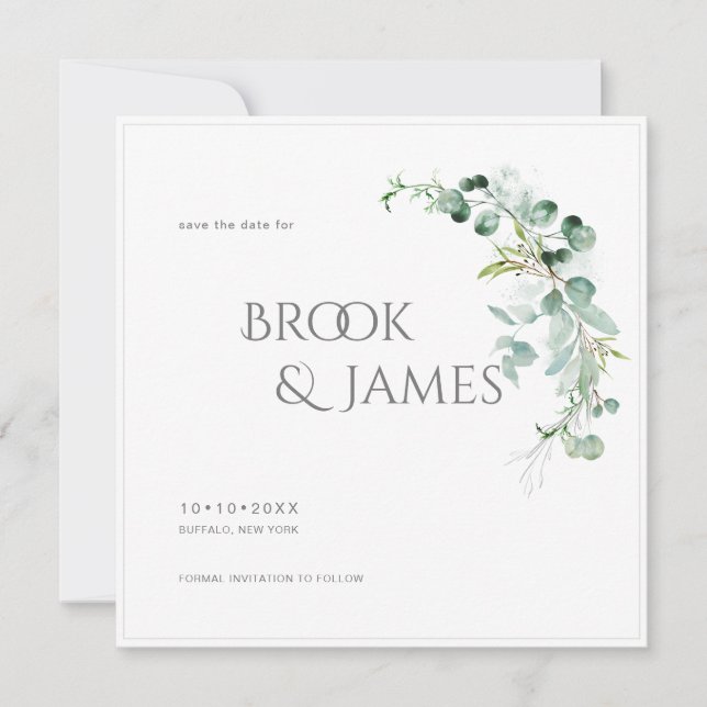 Reserva La Fecha PixDezines H2 Greenery Eucalyptus Guardar La Fecha (Anverso)