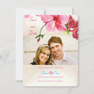 Reserva La Fecha PixDezines vintage hibiscus/photo/save date