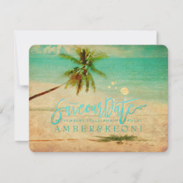 Reserva La Fecha PixDezines Vintage Playa/Árbol de Palma/Guardar la