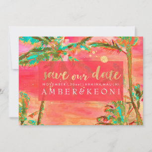 Reserva La Fecha PixDezines Watercolor Vintage Hawaii/Save the Date