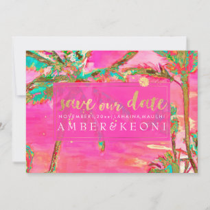 Reserva La Fecha PixDezines Watercolor Vintage Hawaii/Save the Date