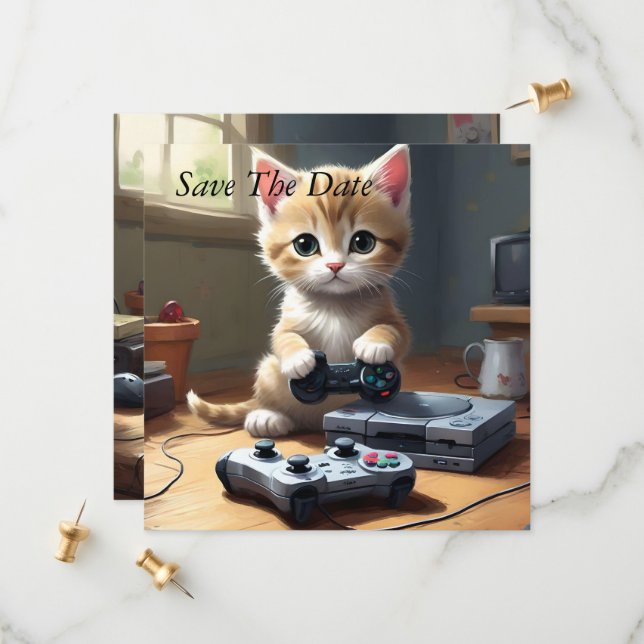 Reserva La Fecha "Pixel Paws: The Gamer Kitten in Action" (Anverso/Reverso In Situ)