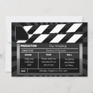 Reserva La Fecha Pizarra de Aplaudir de Cine Personalizada Hollywoo