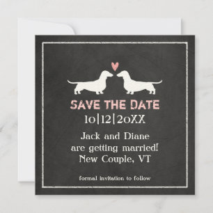 Reserva La Fecha Pizarra de boda de perros Dachshunds Save the Date