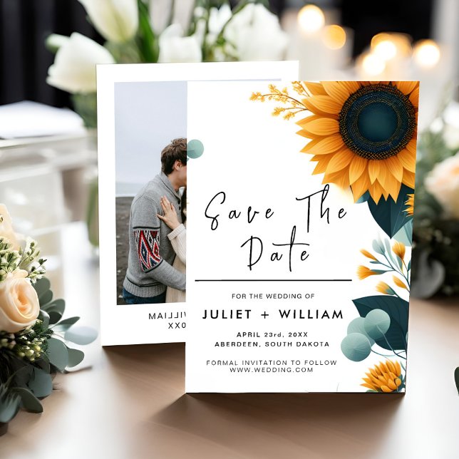 Reserva La Fecha Plantas Boda de girasol de jardín rústico (Subido por el creador)