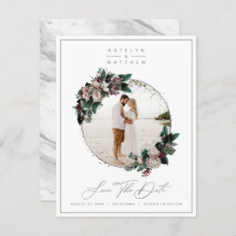 Reserva La Fecha Plata floral rusa enmarcada foto y caligrafía